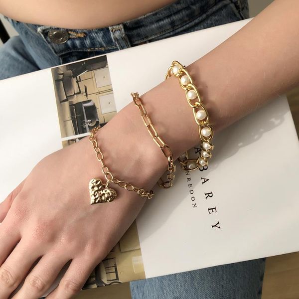 link, chain 3pcs punk gothic imitation pearls lock bracelets female heart shaped coin bracelet bangles for women 2021 fashion gold jewelry, Black
link, chain 3pcs punk gothic imitation pearls lock bracelets female heart shaped coin bracelet bangles for women 2021 fashion gold jewelry, Black