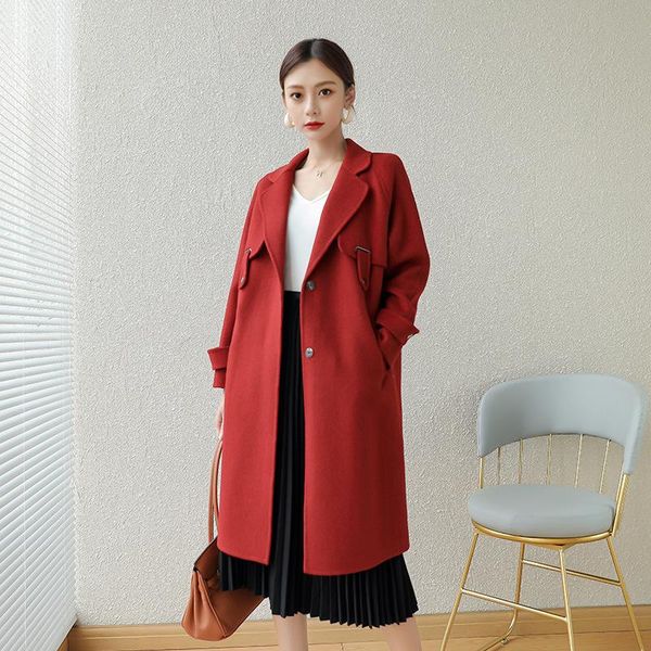 women's wool & blends 2021 autumn and winter british style double-sided cashmere coat female woolen overcoat mid-length jacket fashion, Black
women's wool & blends 2021 autumn and winter british style double-sided cashmere coat female woolen overcoat mid-length jacket fashion, Black