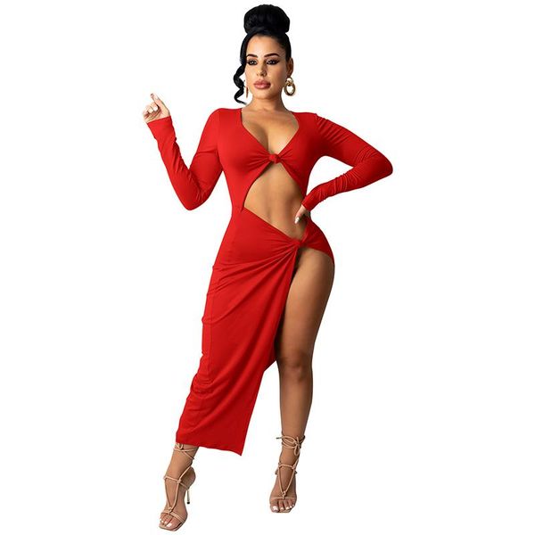 casual dresses women party clubwear solid v neck long sleeve navel hollow out bodycon dress elegant asymmetrical high split maxi, Black;gray
casual dresses women party clubwear solid v neck long sleeve navel hollow out bodycon dress elegant asymmetrical high split maxi, Black;gray