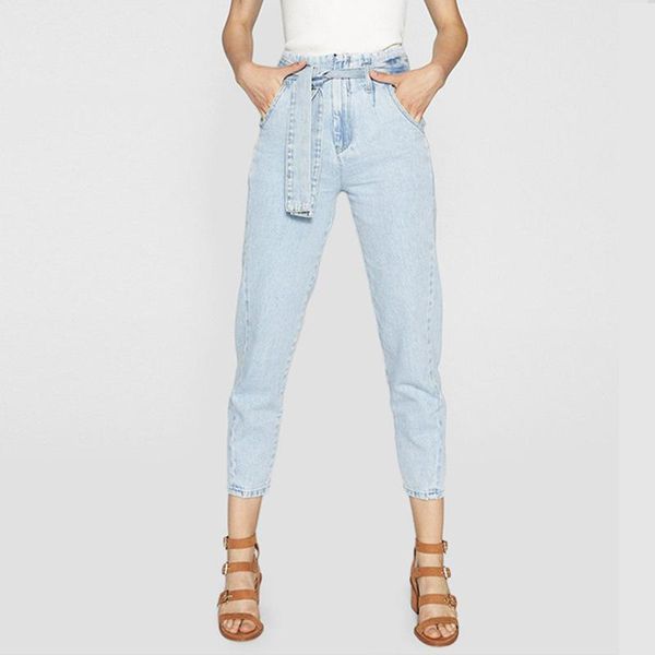women's jeans summer women belt pencil pants high waist stitching light blue ankle-length
women's jeans summer women belt pencil pants high waist stitching light blue ankle-length