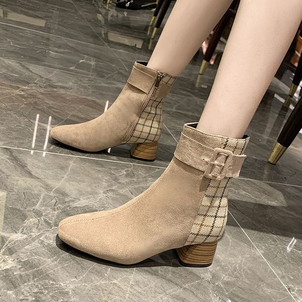 thick heel martin women's spring and autumn korean version round head side zipper suede fashion boots color matching, Black
thick heel martin women's spring and autumn korean version round head side zipper suede fashion boots color matching, Black
