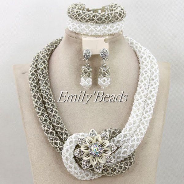 earrings & necklace 2021 nigerian wedding african beads jewelry set grey crystal white bridal amj488, Silver
earrings & necklace 2021 nigerian wedding african beads jewelry set grey crystal white bridal amj488, Silver