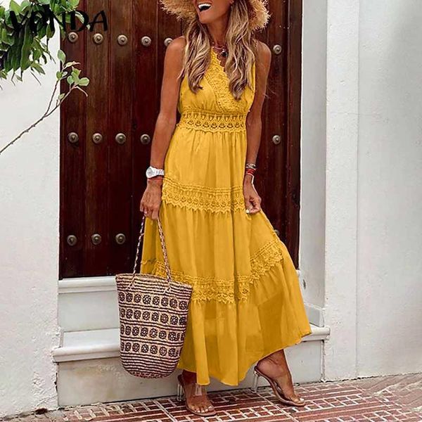casual dresses women dress summer sundress lace see through v neck party long maxi 2021 vonda beach sleeveless vestido, Black;gray
casual dresses women dress summer sundress lace see through v neck party long maxi 2021 vonda beach sleeveless vestido, Black;gray