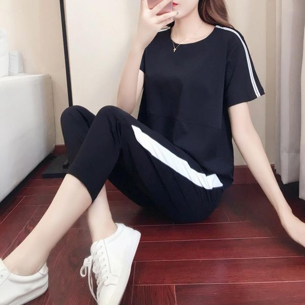 style summer new women's casual leisure suit women's spring and autumn 2021 short sleeve pants fashion two-piece lq0127, Gray
style summer new women's casual leisure suit women's spring and autumn 2021 short sleeve pants fashion two-piece lq0127, Gray