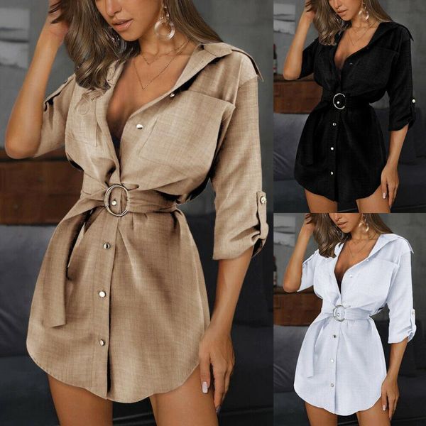 casual dresses women belt long sleeve mini dress ol ladies work plain shirt blouse tc21, Black;gray
casual dresses women belt long sleeve mini dress ol ladies work plain shirt blouse tc21, Black;gray