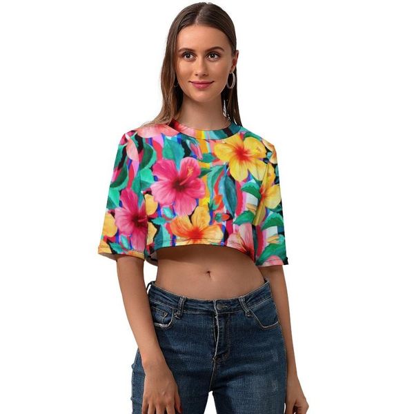women's t-shirt leaves crop tee shirt graphic ladies t o neck kawaii short sleeve street fashion polyester tshirt, White
women's t-shirt leaves crop tee shirt graphic ladies t o neck kawaii short sleeve street fashion polyester tshirt, White