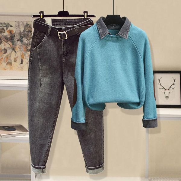women's two piece pants women 2021 spring fashion two-piece suits female knitted pullover sweater ladies loose harem jeans sets p166, White
women's two piece pants women 2021 spring fashion two-piece suits female knitted pullover sweater ladies loose harem jeans sets p166, White