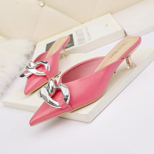 slippers spike heels mules women metal decoration fashion pointed toe pumps summer slip on slides ladies shallow sandalias muje, Black
slippers spike heels mules women metal decoration fashion pointed toe pumps summer slip on slides ladies shallow sandalias muje, Black
