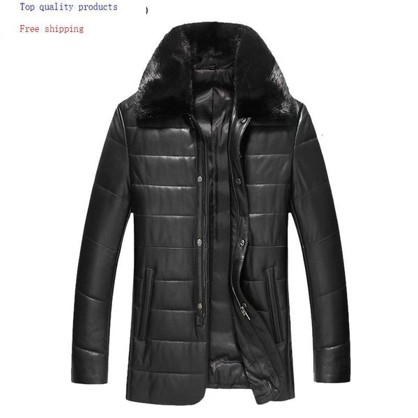 men's leather & faux genuine jacket men winter sheepskin coat for down real collar veste cuir homme 1768 kj3626, Black
men's leather & faux genuine jacket men winter sheepskin coat for down real collar veste cuir homme 1768 kj3626, Black