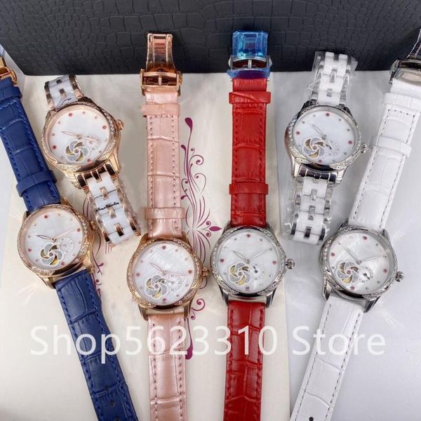 wristwatches fashion self-wind mechanical watch female automatic wristwatch waterproof chronograph clock rose gold windmill ceramic watches, Slivery;brown 
wristwatches fashion self-wind mechanical watch female automatic wristwatch waterproof chronograph clock rose gold windmill ceramic watches, Slivery;brown