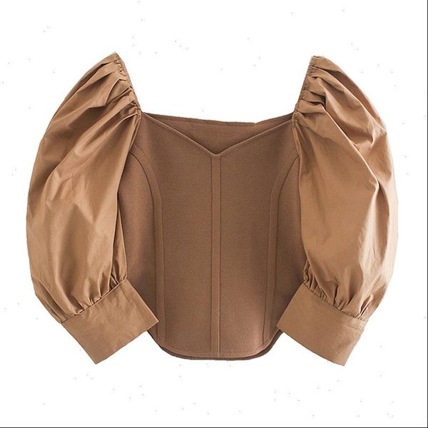 2021 autumn vintage patchwork t shirt women square collar puff sleeve oversized casual t shirts female mk249, White
2021 autumn vintage patchwork t shirt women square collar puff sleeve oversized casual t shirts female mk249, White