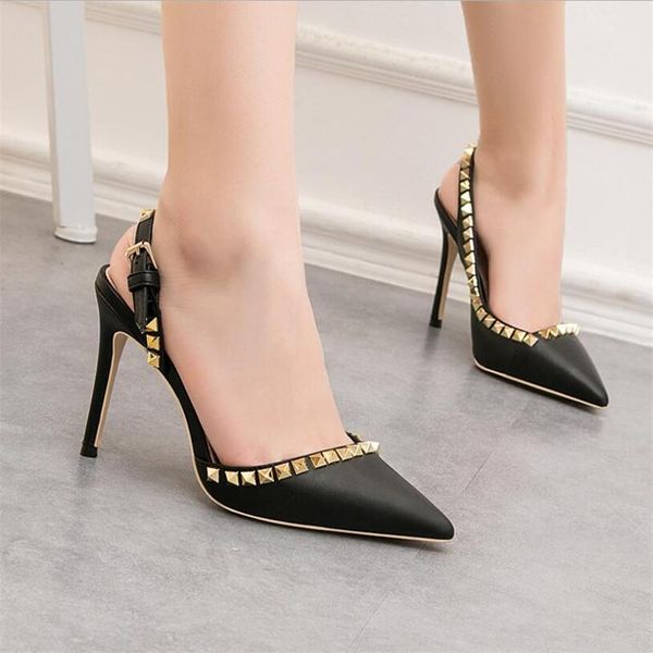 dress shoes 10cm pumps fashion rivet ladies pointed shallow mouth high heel single women's summer style sandals, Black
dress shoes 10cm pumps fashion rivet ladies pointed shallow mouth high heel single women's summer style sandals, Black