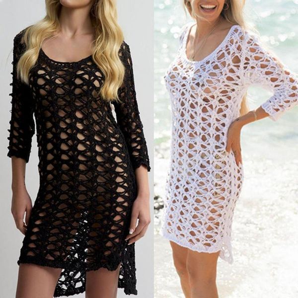 women's swimwear women 3/4 sleeve lace sheer dress fashion cutout deep v-neck loose midi beach cover ups bohemian dresses ropa mujer, White;black
women's swimwear women 3/4 sleeve lace sheer dress fashion cutout deep v-neck loose midi beach cover ups bohemian dresses ropa mujer, White;black