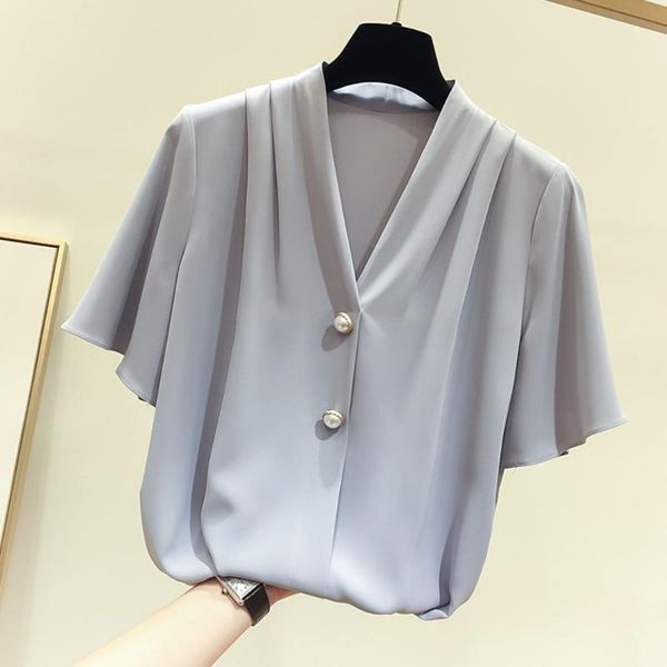 women's blouses & shirts korean women summer elegant vintage office ladies chiffon casual plus size loose plain button female fashion t, White
women's blouses & shirts korean women summer elegant vintage office ladies chiffon casual plus size loose plain button female fashion t, White