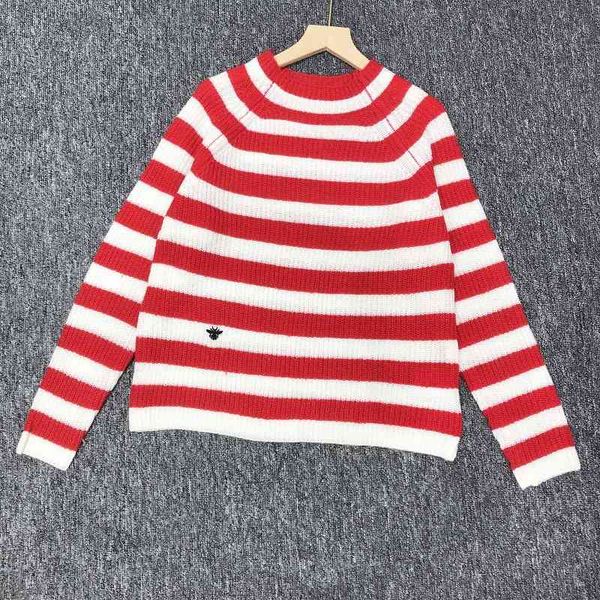 sweater knit d family 2021 early autumn color contrast stripe half high long sleeve little bee ted pullover women's wear, White;black
sweater knit d family 2021 early autumn color contrast stripe half high long sleeve little bee ted pullover women's wear, White;black