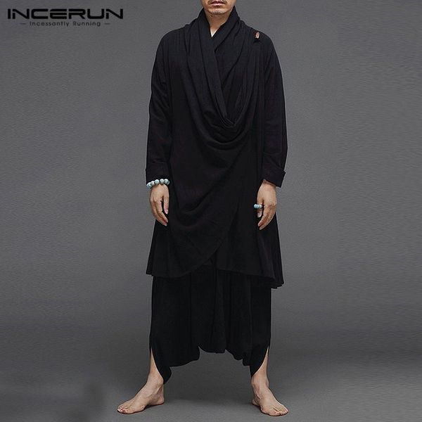 men's tracksuits men cotton suits streetwear incerun vintage sets long sleeve solid color irregular cloak blouse elastic pants 2 pieces, Gray
men's tracksuits men cotton suits streetwear incerun vintage sets long sleeve solid color irregular cloak blouse elastic pants 2 pieces, Gray