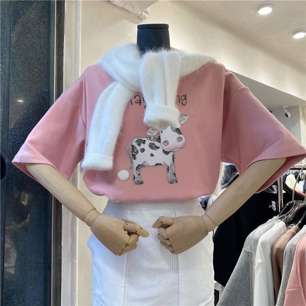 women's t-shirt korean style women fashion cotton 2021 summer cute cow printed short sleeve loose t shirts 8474, White
women's t-shirt korean style women fashion cotton 2021 summer cute cow printed short sleeve loose t shirts 8474, White