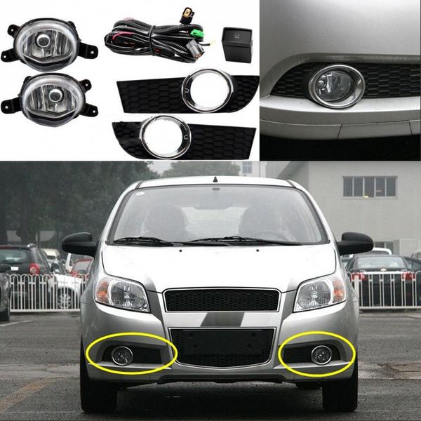 car fog lights for chevrolet aveo 2009-2011 clear front bumper fog lamp replace assembly kit (one pair)