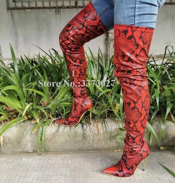 boots snakeskin leather thigh high women fashion pointed toe metal stiletto heel over the knee long real pos, Black
boots snakeskin leather thigh high women fashion pointed toe metal stiletto heel over the knee long real pos, Black