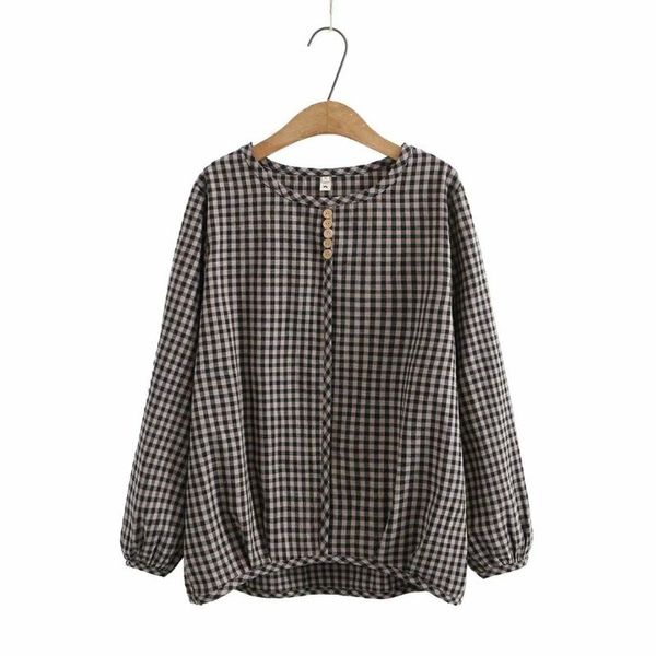 plus size t-shirt plaid cotton women button o neck loose long sleeve blouse 2021 spring autumn casual ladies soft shirts female, Black
plus size t-shirt plaid cotton women button o neck loose long sleeve blouse 2021 spring autumn casual ladies soft shirts female, Black