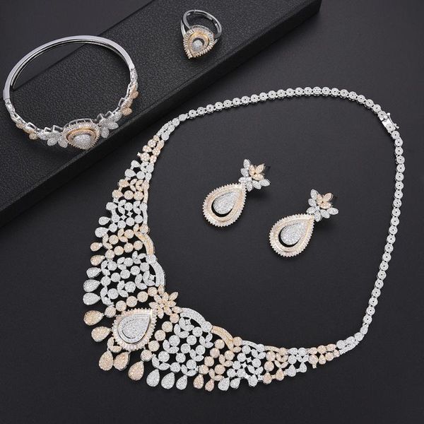 earrings & necklace larrauri 4pcs necklace/earrings/ring/bracelet for women luxury cubic zircon engagement nigeria jewelry sets high quality, Silver
earrings & necklace larrauri 4pcs necklace/earrings/ring/bracelet for women luxury cubic zircon engagement nigeria jewelry sets high quality, Silver