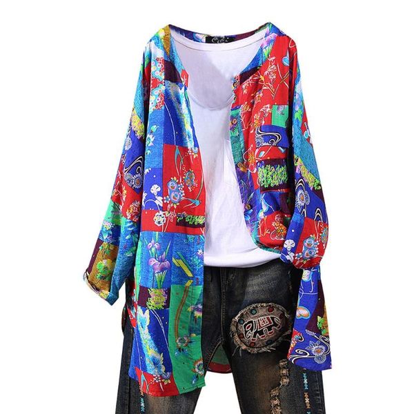 women's blouses & shirts fashion women long cardigan 2021 autumn casual loose sleeve cotton and linen print dames blouse zomer, White
women's blouses & shirts fashion women long cardigan 2021 autumn casual loose sleeve cotton and linen print dames blouse zomer, White