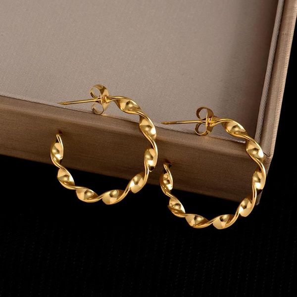 hoop & huggie fashion gold threaded twist wave ear ring stainless steel c shape earrings women jewelry gifts, Golden;silver
hoop & huggie fashion gold threaded twist wave ear ring stainless steel c shape earrings women jewelry gifts, Golden;silver