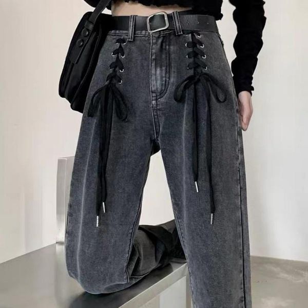women's jeans shnsophi vintage black denim women high waist 2021 spring and autumn design tie straight pants korean fashion trousers, Blue
women's jeans shnsophi vintage black denim women high waist 2021 spring and autumn design tie straight pants korean fashion trousers, Blue