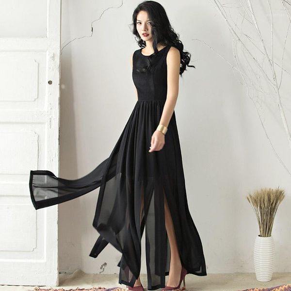casual dresses chiffon dress summer 2021 female elegant sleeveless vintage retro pure color high waist maxi long a-line split, Black;gray
casual dresses chiffon dress summer 2021 female elegant sleeveless vintage retro pure color high waist maxi long a-line split, Black;gray
