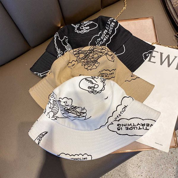 sketch fisherman's female spring cartoon big brim cover versatile show face small sunscreen basin hat, Blue;gray 
sketch fisherman's female spring cartoon big brim cover versatile show face small sunscreen basin hat, Blue;gray