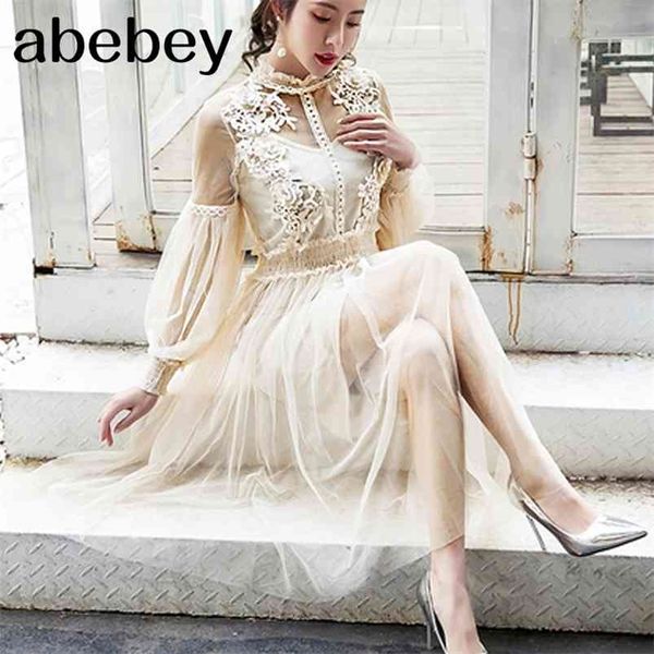 women fashion dress stand collar lantern sleeve mesh see-through lace embroidery fairy femme vestidos robe 210623, Black;gray
women fashion dress stand collar lantern sleeve mesh see-through lace embroidery fairy femme vestidos robe 210623, Black;gray