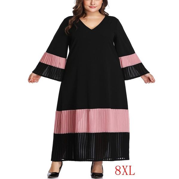casual dresses fall plus size dress 4xl-8xl bust 138cm women's v-neck long sleeve contrast color matching pleated stitching, Black;gray
casual dresses fall plus size dress 4xl-8xl bust 138cm women's v-neck long sleeve contrast color matching pleated stitching, Black;gray