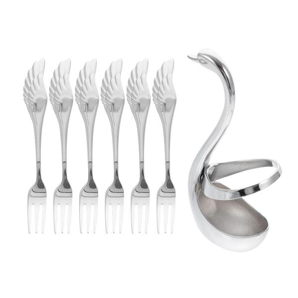 forks 1 set creative dinnerware decorative swan base holder with 6 for home