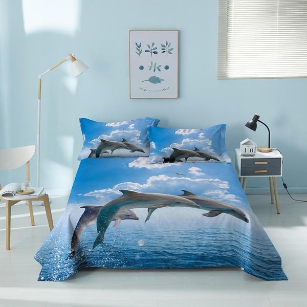 sheets & sets 3d cartoon dolphin bed sheet king double set with case luxury flat for kids bedroom decoration 
sheets & sets 3d cartoon dolphin bed sheet king double set with case luxury flat for kids bedroom decoration