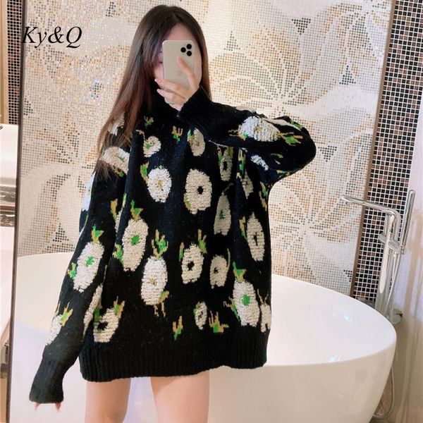 women's sweaters 2021 autumn and winter three-dimensional flower embroidery turtleneck sweater women loose pullover jumper clothes, White;black
women's sweaters 2021 autumn and winter three-dimensional flower embroidery turtleneck sweater women loose pullover jumper clothes, White;black