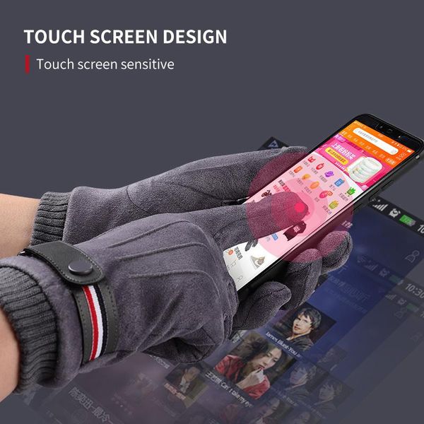 cycling gloves men's winter suede warm split finger outdoor sport driving buckle design male touch screen mittens, Black
cycling gloves men's winter suede warm split finger outdoor sport driving buckle design male touch screen mittens, Black