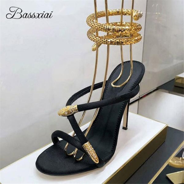 sandals metal snake-shaped ankle strappy gladiator women thin high heel open toe slingbacks summer runway mules, Black
sandals metal snake-shaped ankle strappy gladiator women thin high heel open toe slingbacks summer runway mules, Black