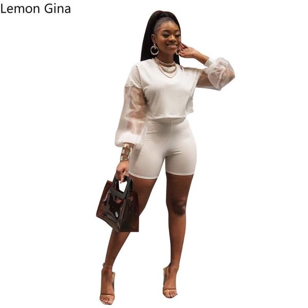 women's tracksuits lemon gina mesh perspective sleeve round neck two-piece set wrist, Gray
women's tracksuits lemon gina mesh perspective sleeve round neck two-piece set wrist, Gray