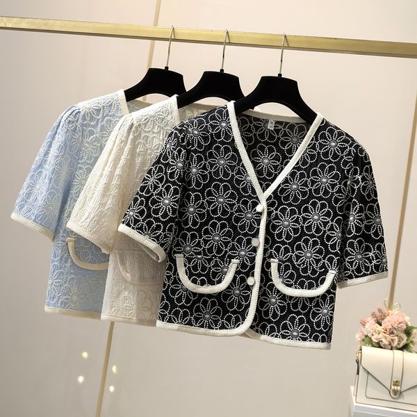 women's knits & tees vintage floral embroidery thin short cardigan women summer sleeve single-breasted shirt blouses femme bl, White
women's knits & tees vintage floral embroidery thin short cardigan women summer sleeve single-breasted shirt blouses femme bl, White