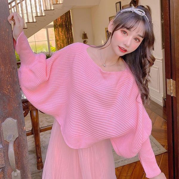 women's sweaters lazy wind sweater loose pullover bat sleeve 2021 winter sweet temperament split lantern t-shirt, White;black
women's sweaters lazy wind sweater loose pullover bat sleeve 2021 winter sweet temperament split lantern t-shirt, White;black