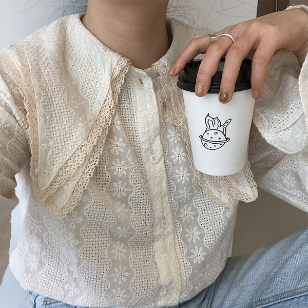 2021 new spring solid all match sweet peter pan collar single breasted loose lace hook flower petal sleeve shirt women blouses 5muq, White;black
2021 new spring solid all match sweet peter pan collar single breasted loose lace hook flower petal sleeve shirt women blouses 5muq, White;black