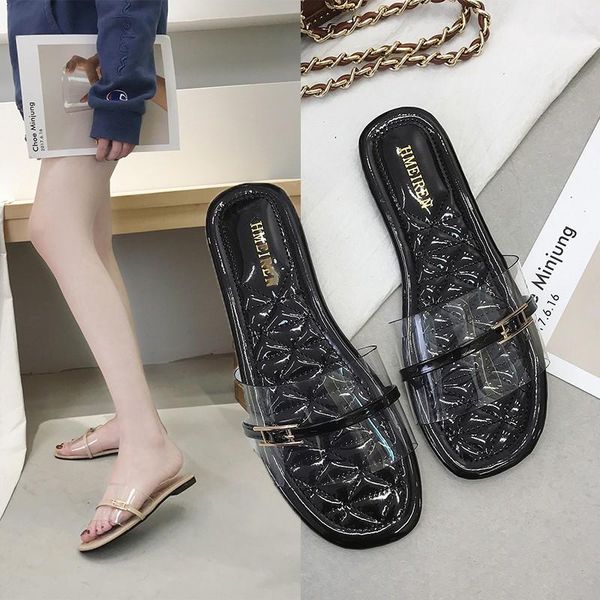 slippers women's outside summer flip-flops fashion transparent soft soles comfortable skin-friendly non-slip candy color u24-59, Black
slippers women's outside summer flip-flops fashion transparent soft soles comfortable skin-friendly non-slip candy color u24-59, Black