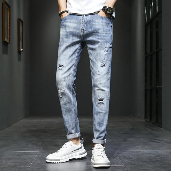 men's jeans slovey 2021 ripped hole tide brand straight slim casual stretch pants korean trend four seasons, Blue
men's jeans slovey 2021 ripped hole tide brand straight slim casual stretch pants korean trend four seasons, Blue