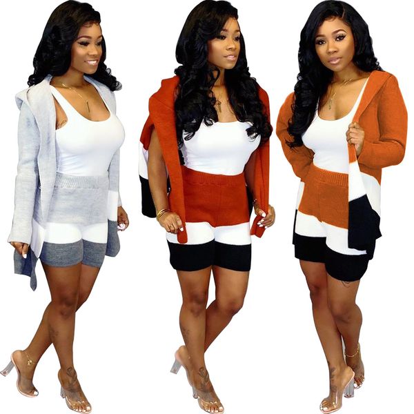 2021 new stripe hooded cardigan women sweater two piece outfits v-neck long sleeve and shorts autumn casual suits c57f, Gray
2021 new stripe hooded cardigan women sweater two piece outfits v-neck long sleeve and shorts autumn casual suits c57f, Gray