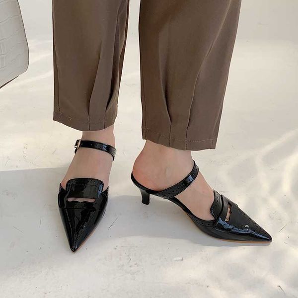 retro hollow carved pointed sandals leather pump buckle all-match stiletto muller shoes ladies simple strap half drag sandals, Black
retro hollow carved pointed sandals leather pump buckle all-match stiletto muller shoes ladies simple strap half drag sandals, Black