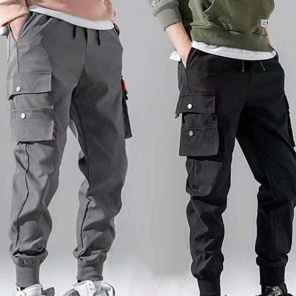 men's pants men multi pockets elastic waistband cotton blend ankle tied sports jogging trousers for male tactical overalls, Black
men's pants men multi pockets elastic waistband cotton blend ankle tied sports jogging trousers for male tactical overalls, Black