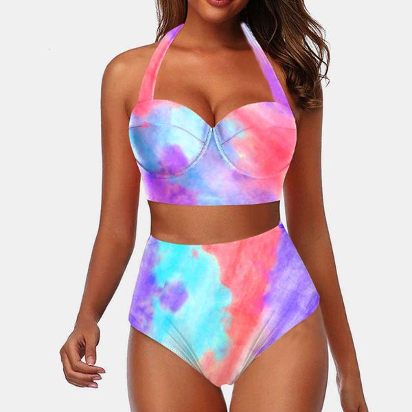 split swimsuit high waist printed bikini gradient dot swimsuit, White;black 
split swimsuit high waist printed bikini gradient dot swimsuit, White;black