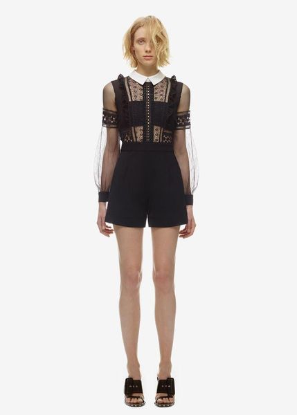 women's jumpsuits & rompers 2021 design women turn down collar long sleeve gauze perspective lace patchwork shorts jumpsuit sml, Black;white
women's jumpsuits & rompers 2021 design women turn down collar long sleeve gauze perspective lace patchwork shorts jumpsuit sml, Black;white