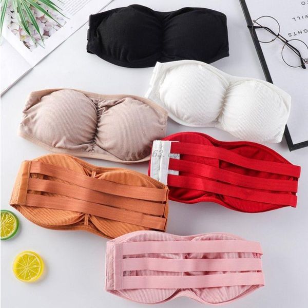 womens strapless ruched push up bra padded hollow out backless wireless underwear bandeau thread ribbed adjustable bralette, Red;black
womens strapless ruched push up bra padded hollow out backless wireless underwear bandeau thread ribbed adjustable bralette, Red;black