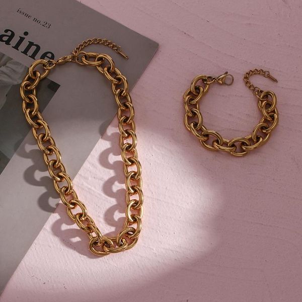 chains trendy big fat o chain stainless steel gold plated waterproof tarnish necklace bracelet gift present for girl and women, Silver
chains trendy big fat o chain stainless steel gold plated waterproof tarnish necklace bracelet gift present for girl and women, Silver